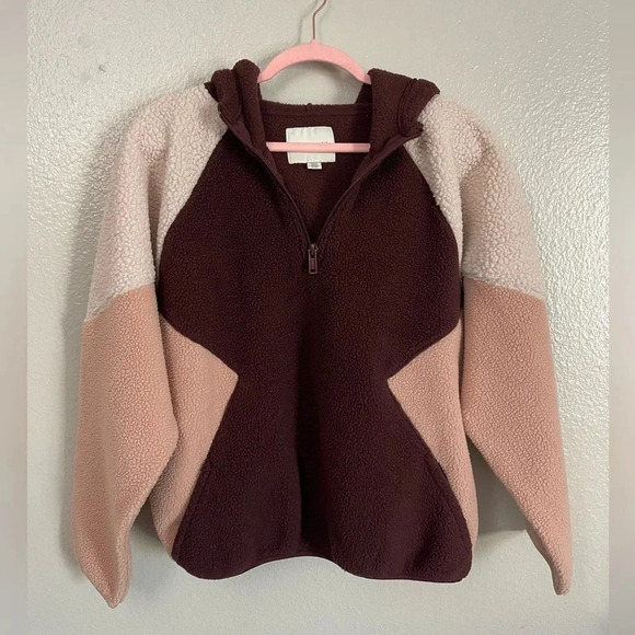 American Eagle Oversized Colorblock Sherpa Teddy 1/4 Sweater - Picture 2 of 9
